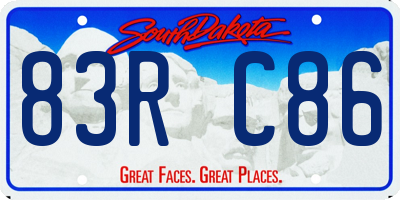 SD license plate 83RC86