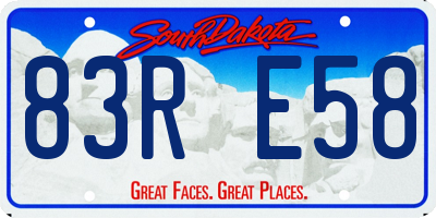 SD license plate 83RE58