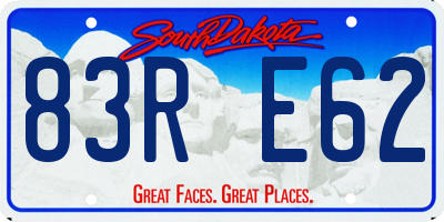 SD license plate 83RE62