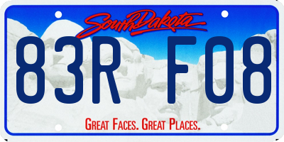 SD license plate 83RF08