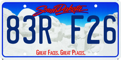 SD license plate 83RF26