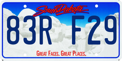 SD license plate 83RF29