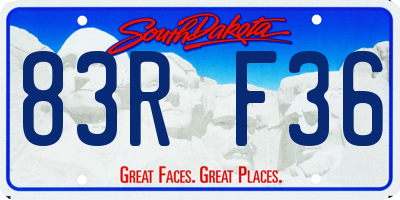 SD license plate 83RF36