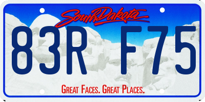 SD license plate 83RF75