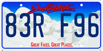 SD license plate 83RF96