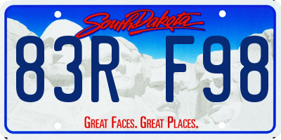 SD license plate 83RF98