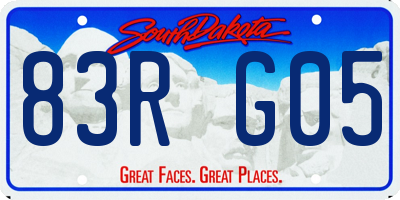 SD license plate 83RG05
