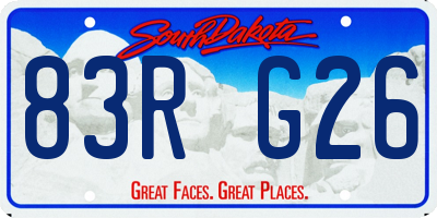 SD license plate 83RG26