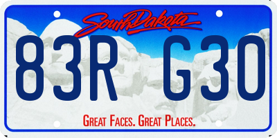SD license plate 83RG30