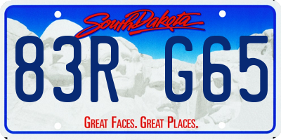 SD license plate 83RG65