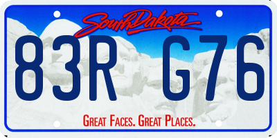 SD license plate 83RG76