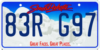 SD license plate 83RG97