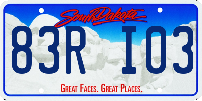 SD license plate 83RI03