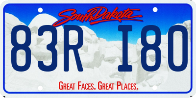 SD license plate 83RI80