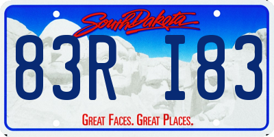 SD license plate 83RI83