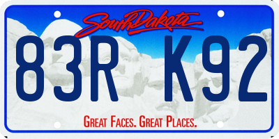 SD license plate 83RK92