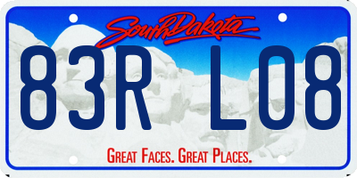 SD license plate 83RL08