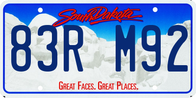 SD license plate 83RM92
