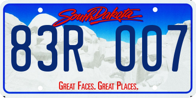 SD license plate 83RO07