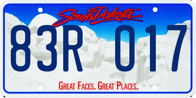 SD license plate 83RO17