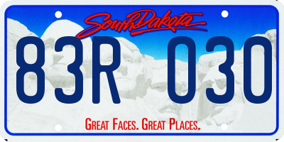 SD license plate 83RO30