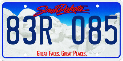 SD license plate 83RO85