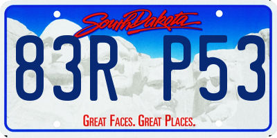 SD license plate 83RP53