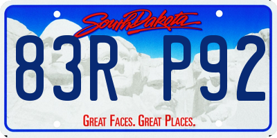 SD license plate 83RP92