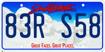 SD license plate 83RS58