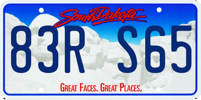 SD license plate 83RS65
