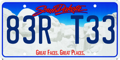SD license plate 83RT33