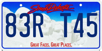 SD license plate 83RT45