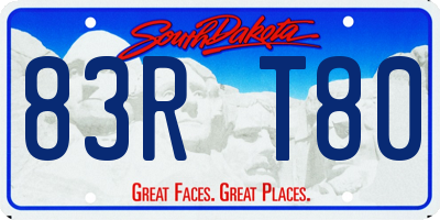 SD license plate 83RT80