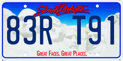 SD license plate 83RT91