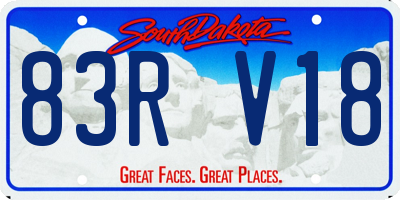 SD license plate 83RV18