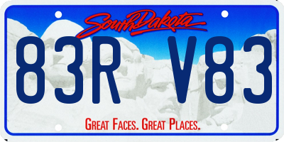 SD license plate 83RV83