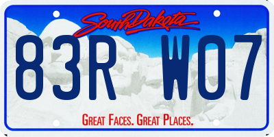 SD license plate 83RW07