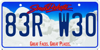 SD license plate 83RW30
