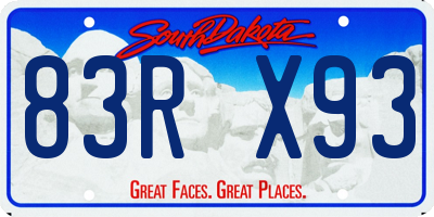 SD license plate 83RX93