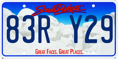 SD license plate 83RY29