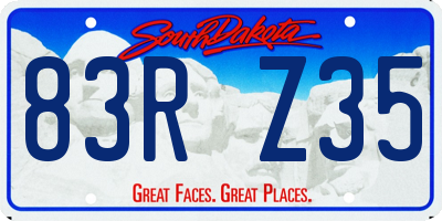 SD license plate 83RZ35
