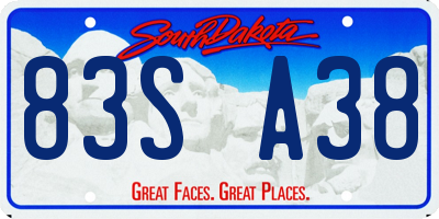 SD license plate 83SA38