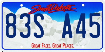 SD license plate 83SA45