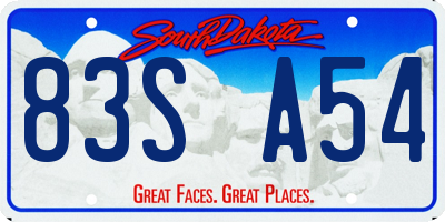 SD license plate 83SA54