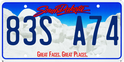 SD license plate 83SA74