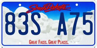 SD license plate 83SA75