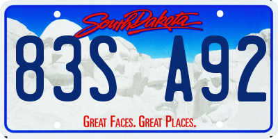 SD license plate 83SA92