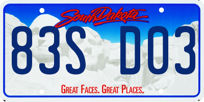 SD license plate 83SD03