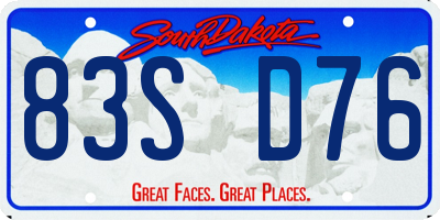 SD license plate 83SD76