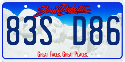 SD license plate 83SD86